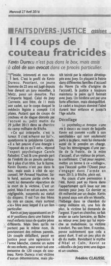 PRESSE - 114 coups de couteau fraticides