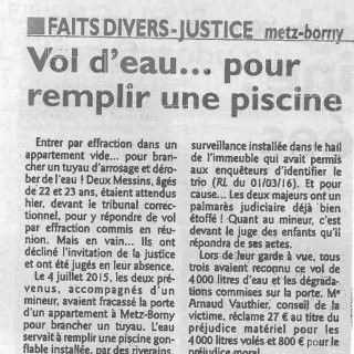 PRESSE - Vol d'eau pour remplir une piscine PRESSE - Vol d'eau pour remplir une piscine