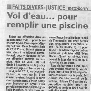 PRESSE - Vol d'eau pour remplir une piscine