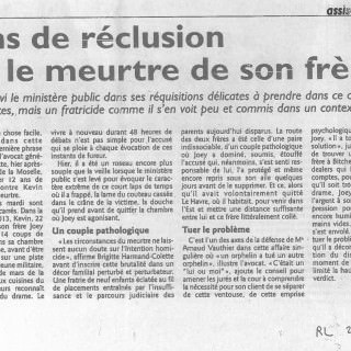 PRESSE - 12 ans de réclusion pour le meurtre de son frère PRESSE - 12 ans de réclusion pour le meurtre de son frère